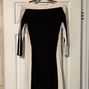 Ralph Lauren Elegant Black and Cream Long Sleeve Dress